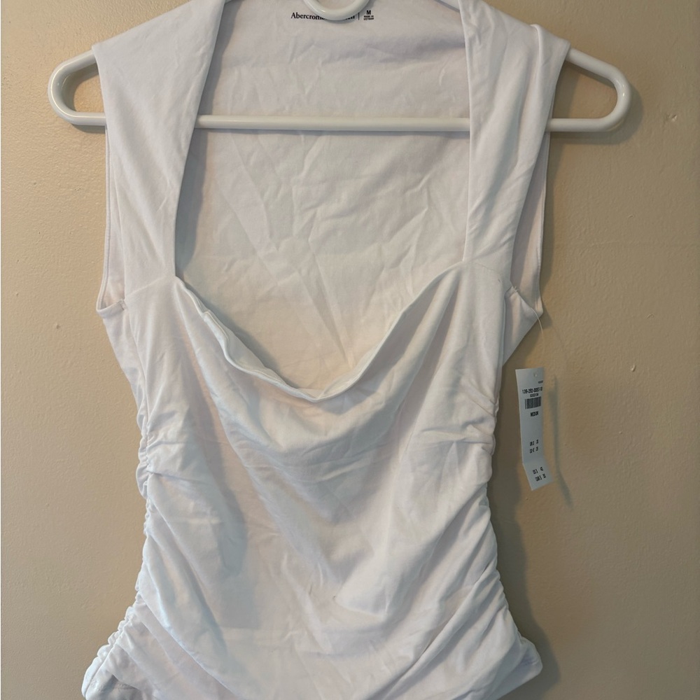 Abercrombie & Fitch White Drape Neck Bodysuit